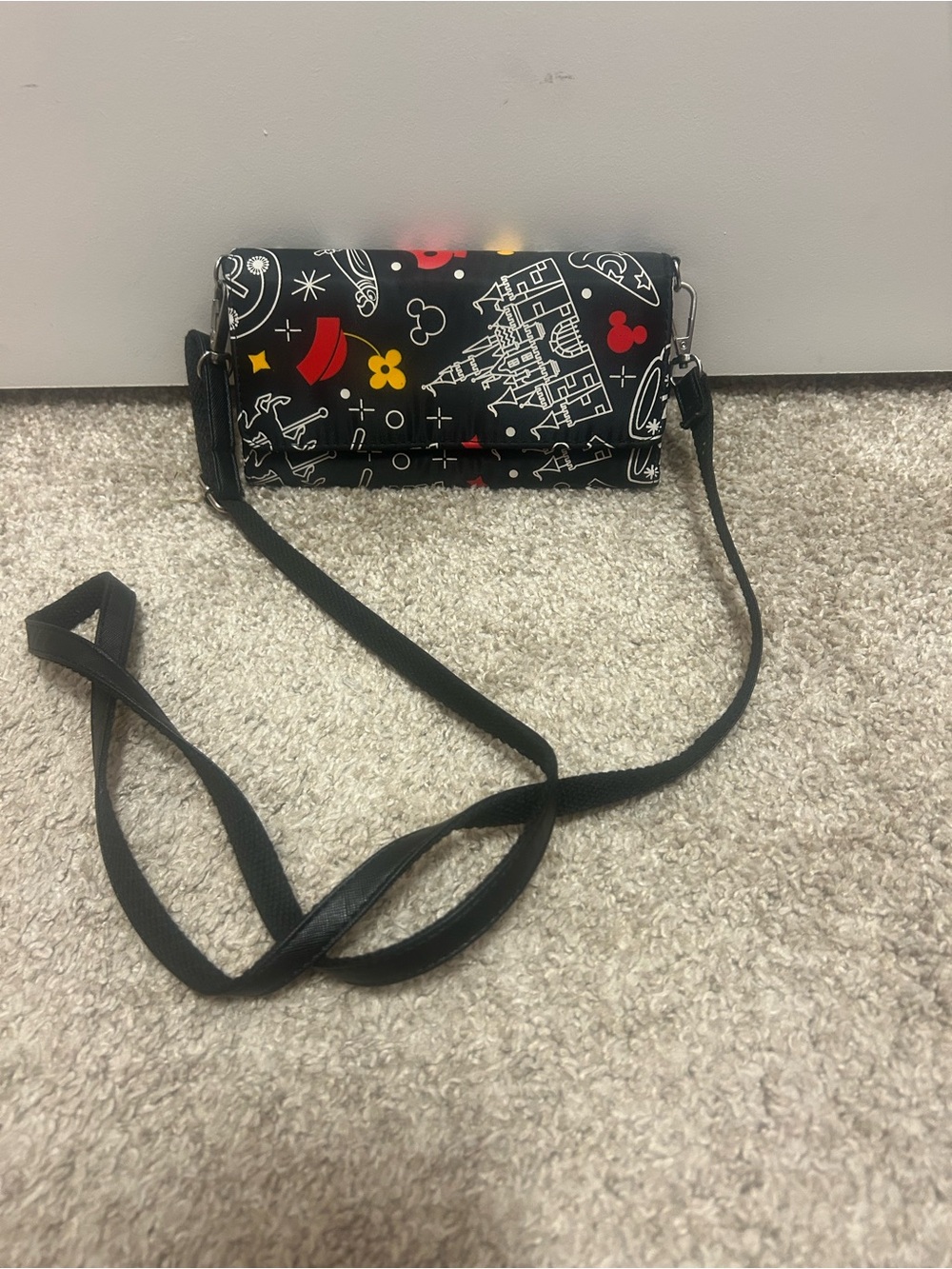 Disney Black Crossbody Bag with Red and Yellow Accents